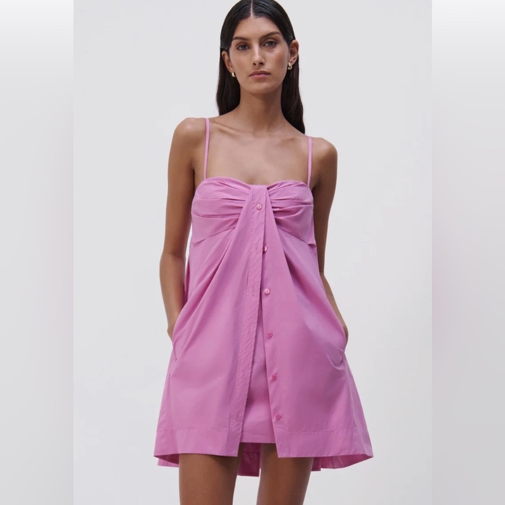 Jonathan Simkhai Kendall Cotton Poplin Dress US 8 Opera Pink